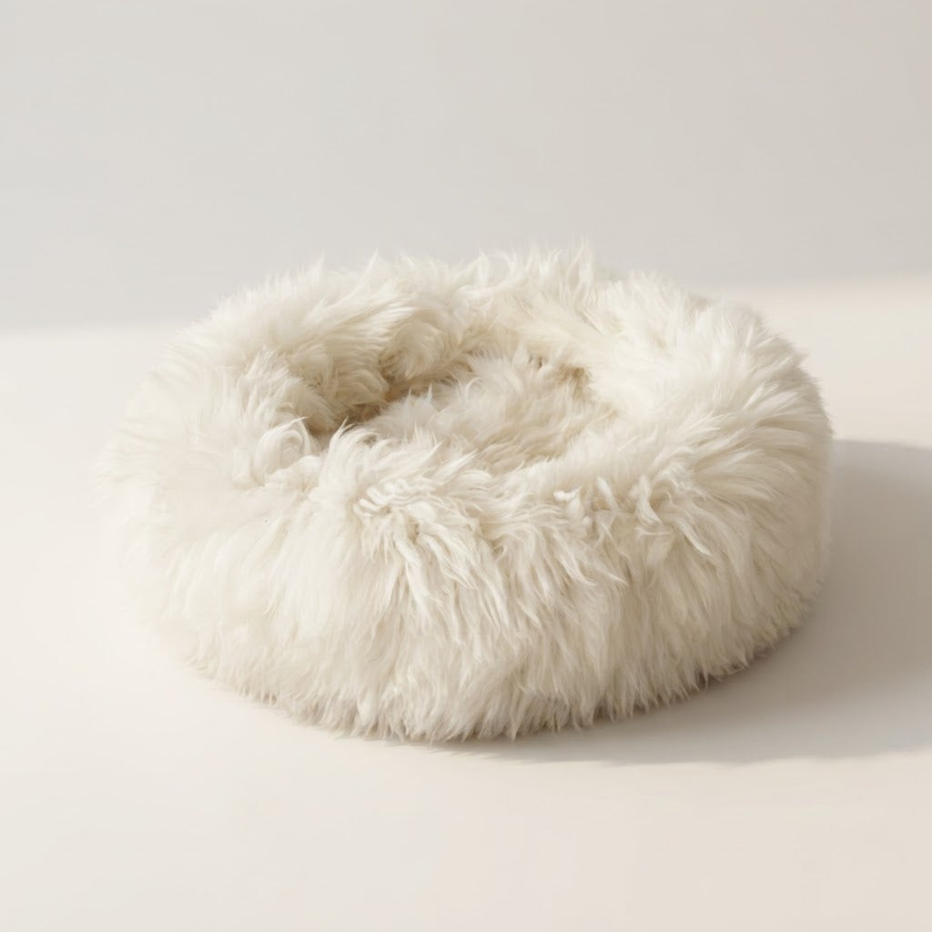 Handmade Natural Sheepskin Calming Pet Bed