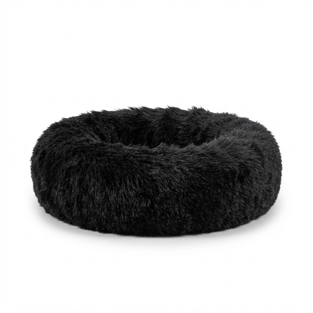 Handmade Natural Sheepskin Calming Pet Bed | Orvica - Black