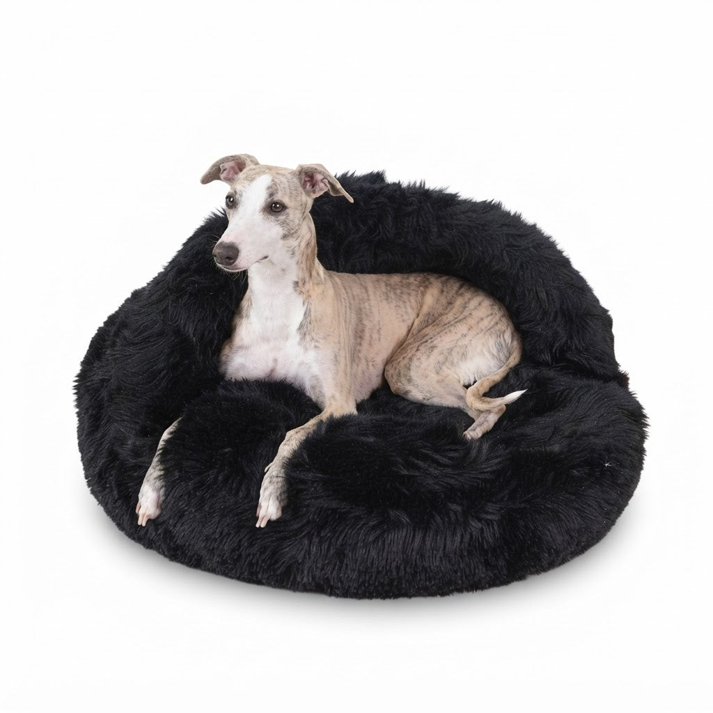 Natural Sheepskin Pet Cave - Black