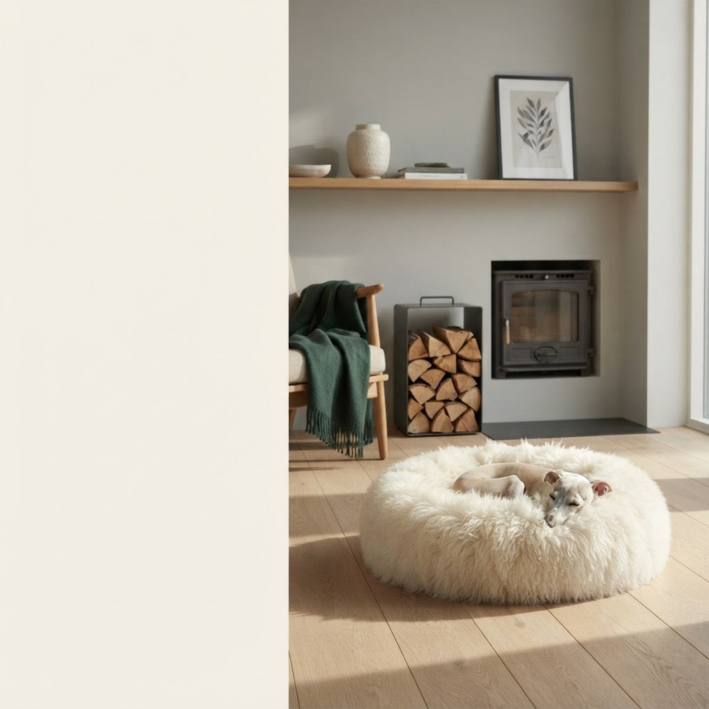 Handmade Natural Sheepskin Calming Pet Bed