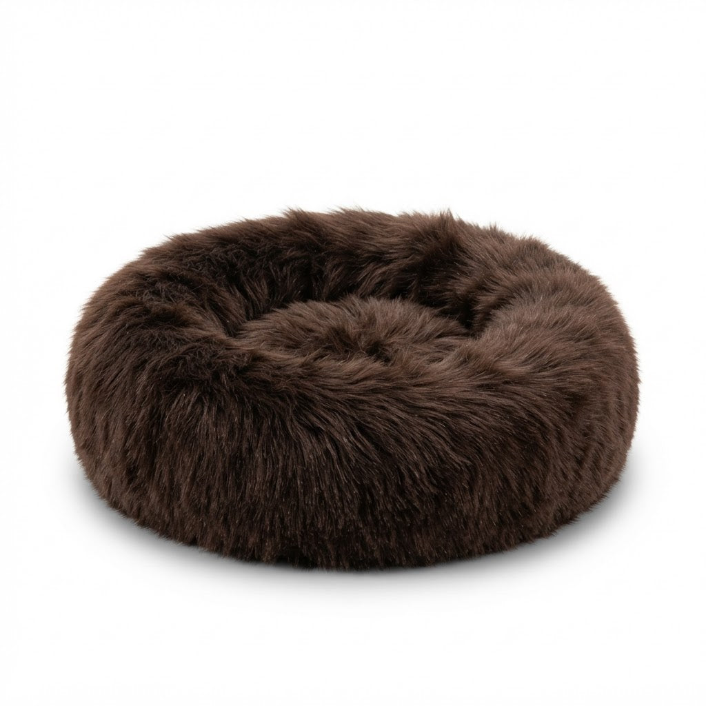 Handmade Natural Sheepskin Calming Pet Bed | Orvica - Brown