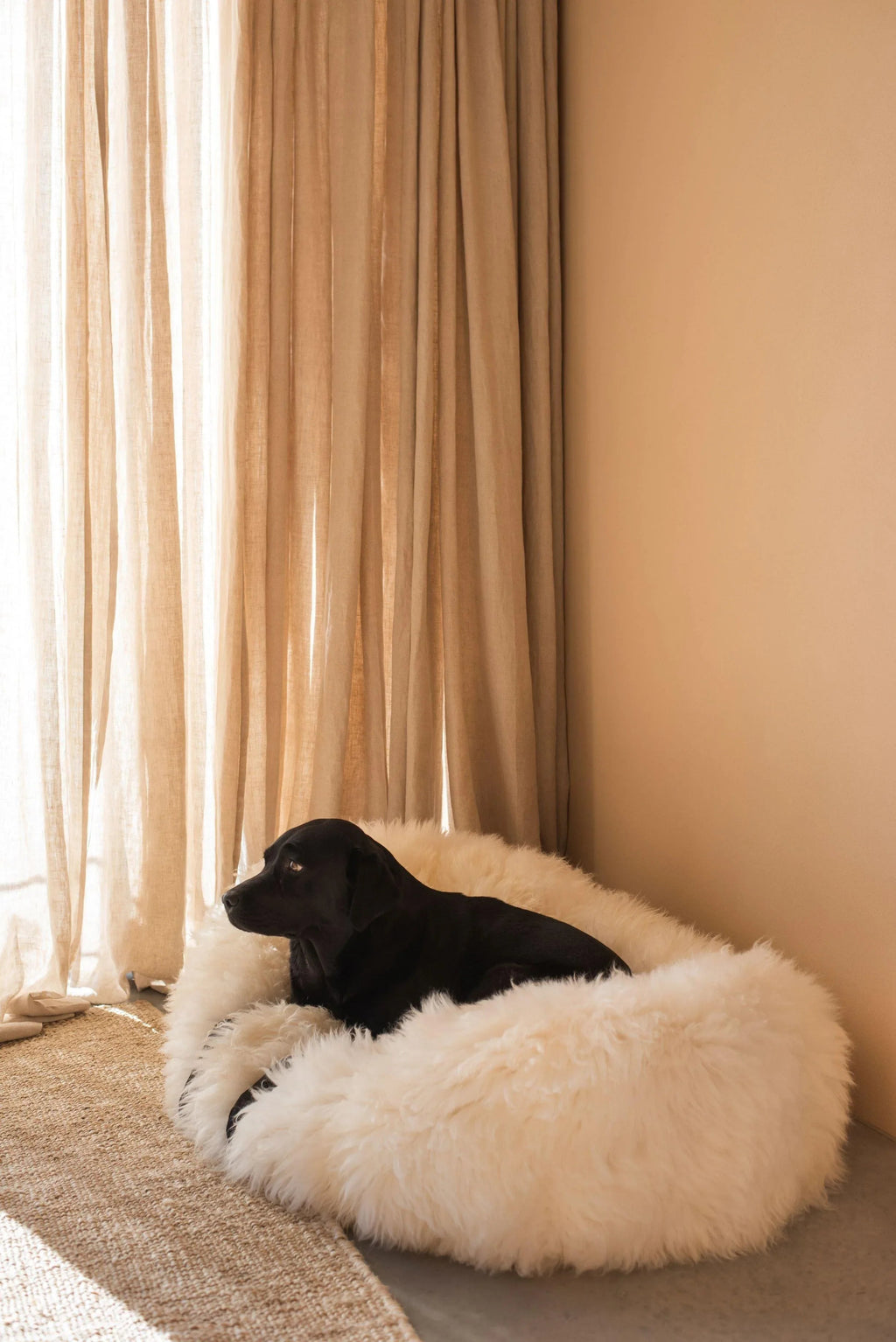 Natural Sheepskin Pet Bed - White