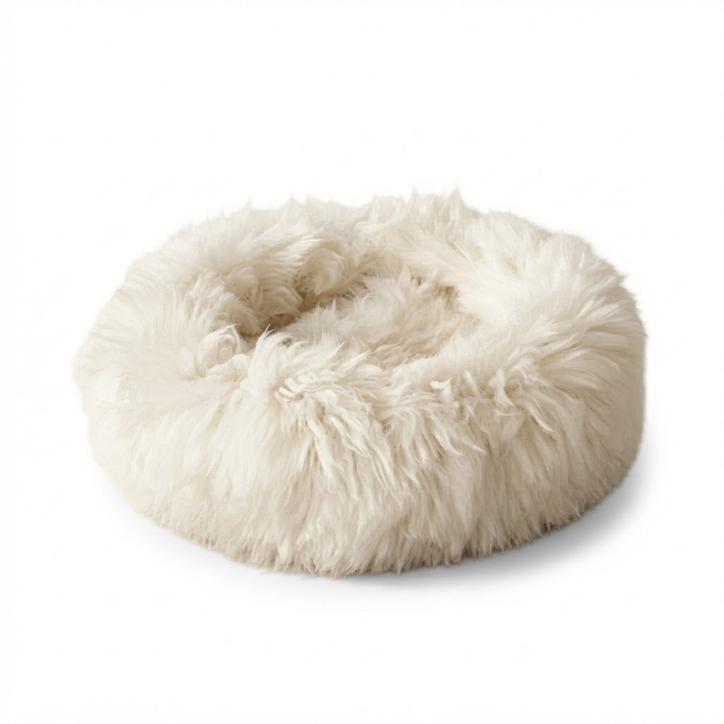 Handmade Natural Sheepskin Calming Pet Bed | Orvica - White
