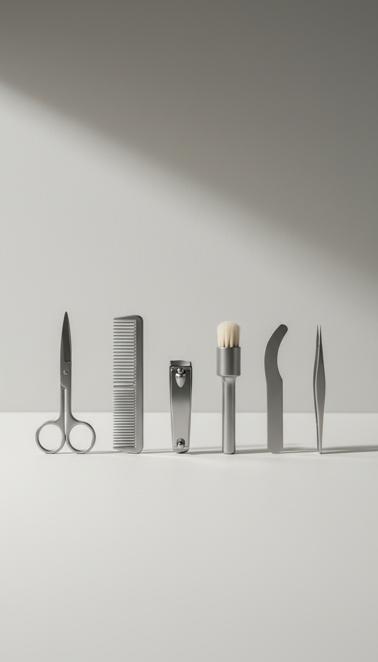 Polished Metal Grooming Kit
