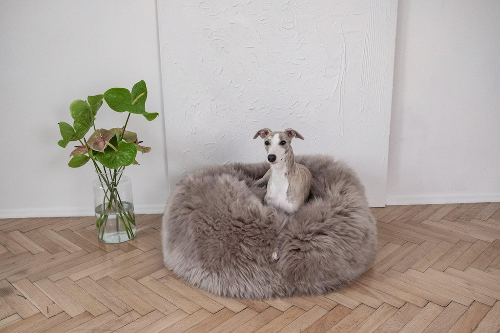 Natural Sheepskin Pet Bed - Greige
